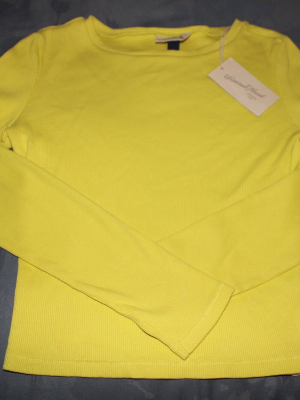 NWT Universal Thread Ribbed Knit Long Sleeve Top XS Bright Yellow Chartreuse
